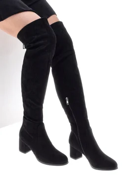 Stivali neri sopra al ginocchio con zip gioiello 1983G425-LE HAVRE PARIS Clearance