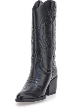 Stivali texani neri in vera pelle con tacco largo KI5496-PITTARELLO FOCUS New