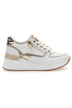 Stringate Bianche con Dettagli Oro e Leopardati 8481-LAURA BIAGIOTTI Clearance