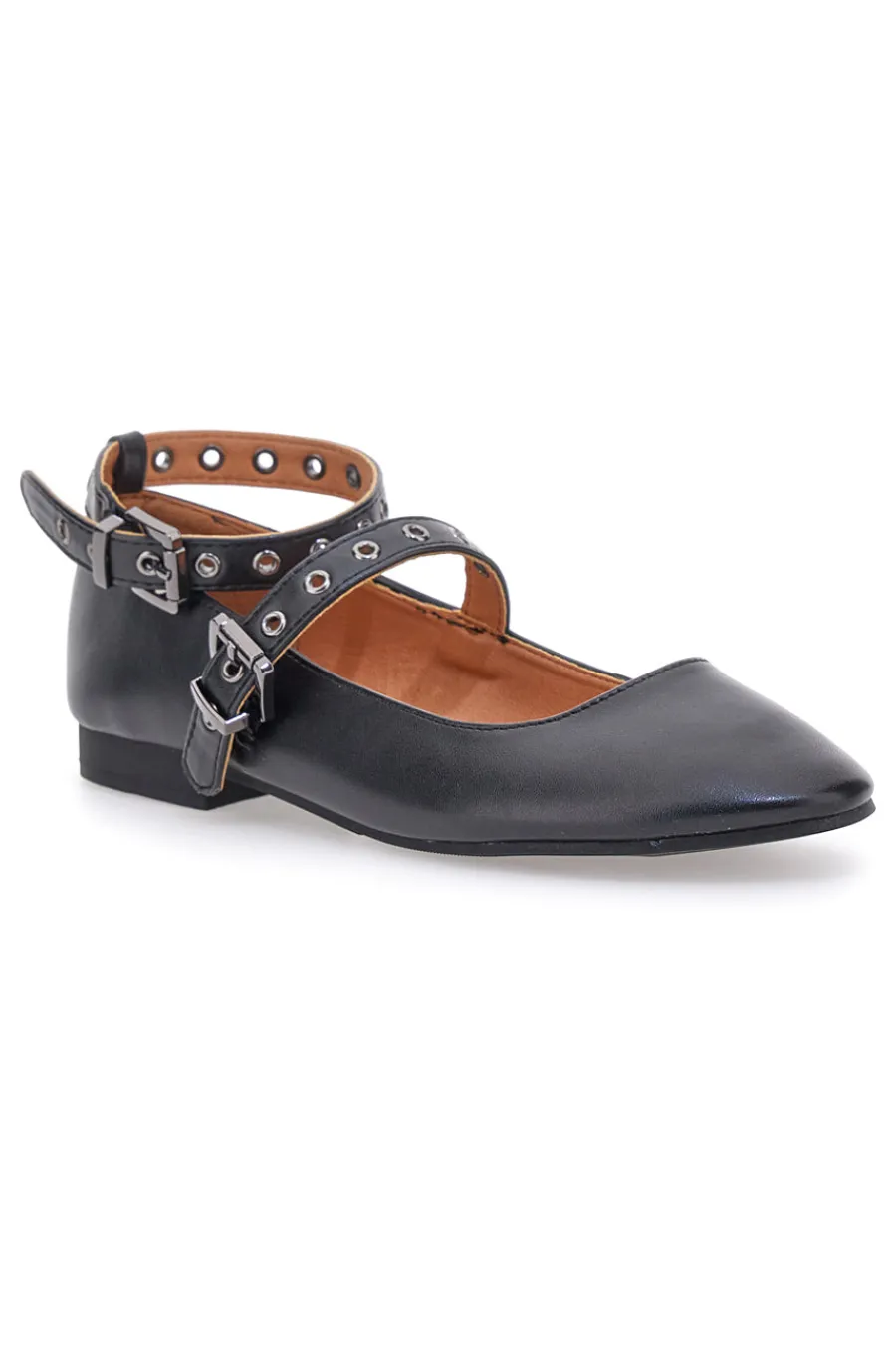 IDEA2286 e Ballerinas mit Nietenriemen-THE FIRST Outlet