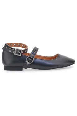 IDEA2286 e Ballerinas mit Nietenriemen-THE FIRST Outlet