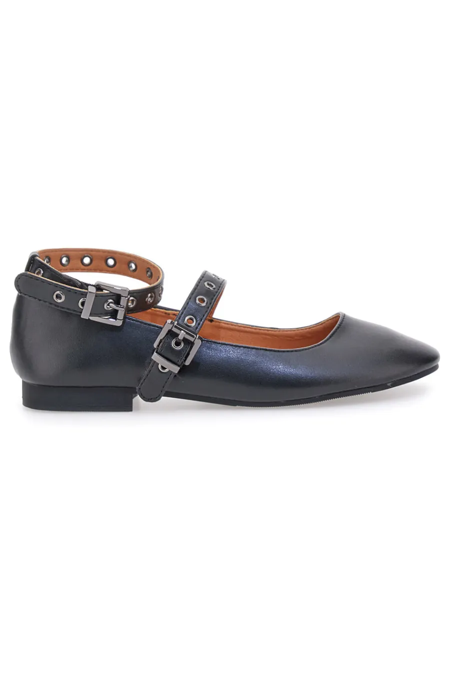 IDEA2286 e Ballerinas mit Nietenriemen-THE FIRST Outlet