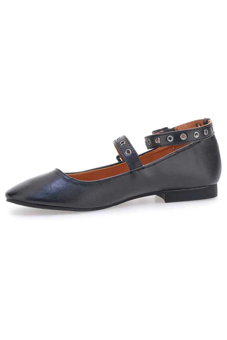 IDEA2286 e Ballerinas mit Nietenriemen-THE FIRST Outlet
