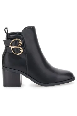 P635 e Stiefeletten mit Absatz und doppelter goldener Schnalle-THE FIRST