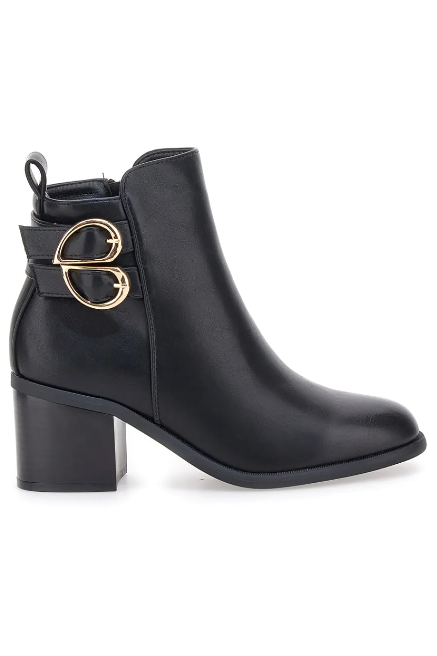 P635 e Stiefeletten mit Absatz und doppelter goldener Schnalle-THE FIRST