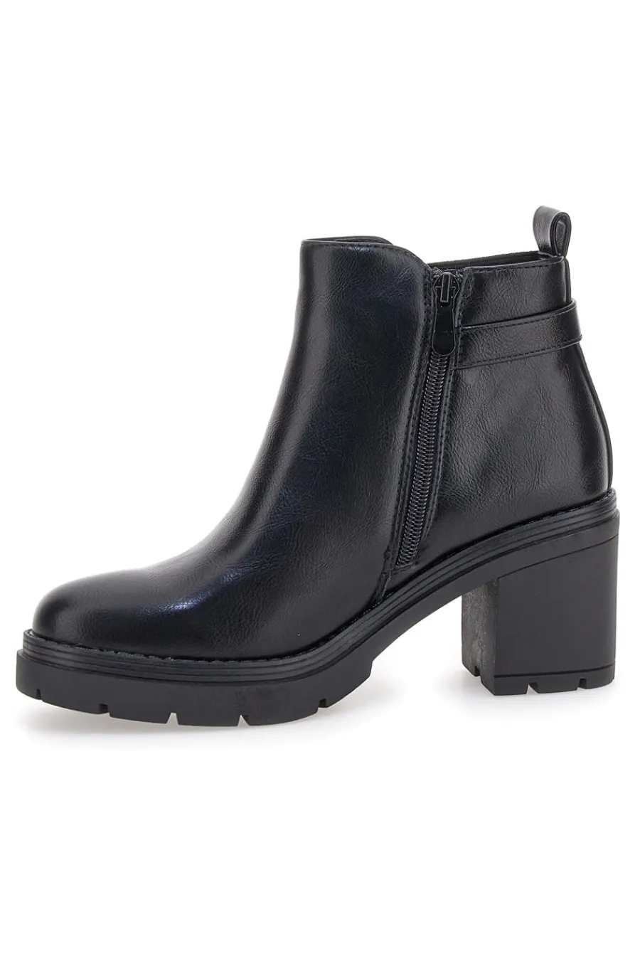 P629 e Stiefeletten mit mittelhohem Absatz und seitlichem Riemen-THE FIRST Best