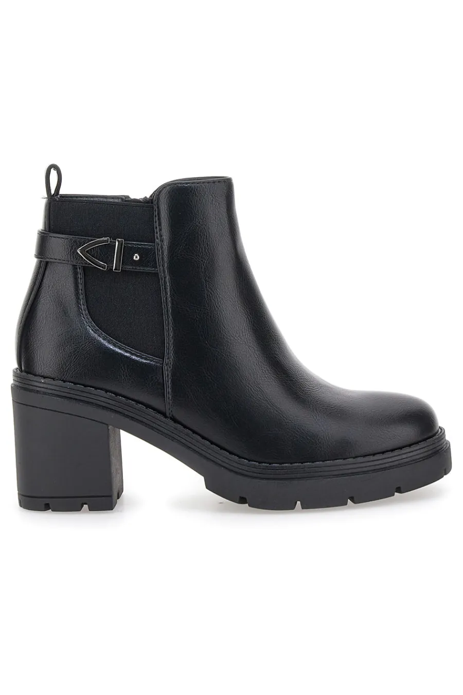 P629 e Stiefeletten mit mittelhohem Absatz und seitlichem Riemen-THE FIRST Best