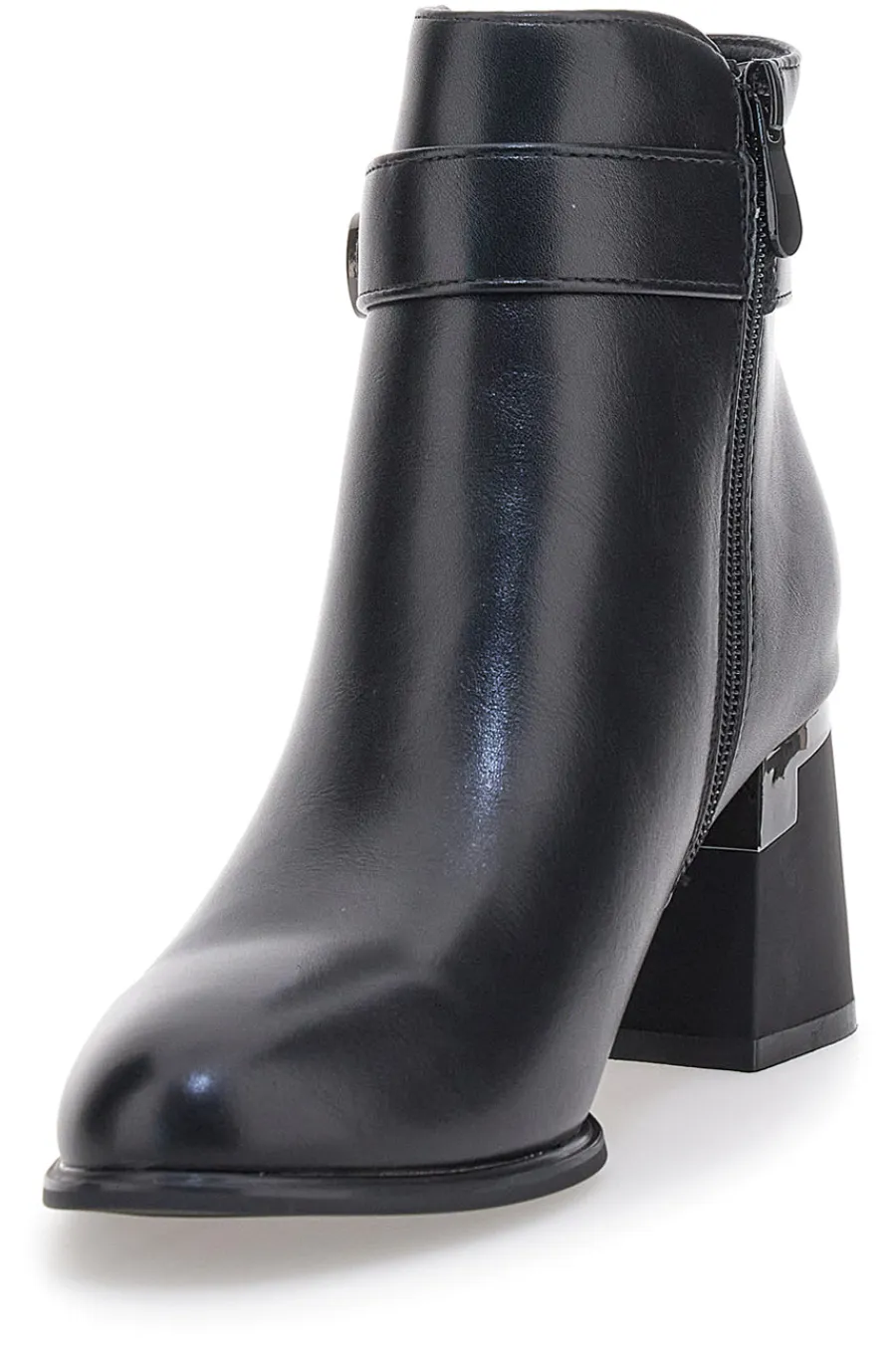 P619 e Stiefeletten mit mittelhohem Absatz und Schmuckriemen-THE FIRST Outlet