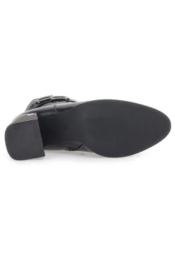 P619 e Stiefeletten mit mittelhohem Absatz und Schmuckriemen-THE FIRST Outlet
