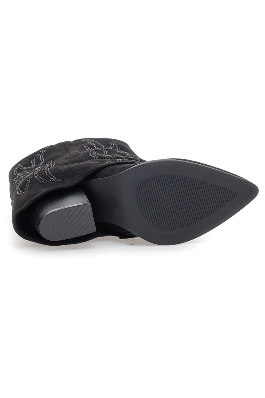 P608 e Stiefeletten mit Westernstickerei und hohem Absatz-THE FIRST
