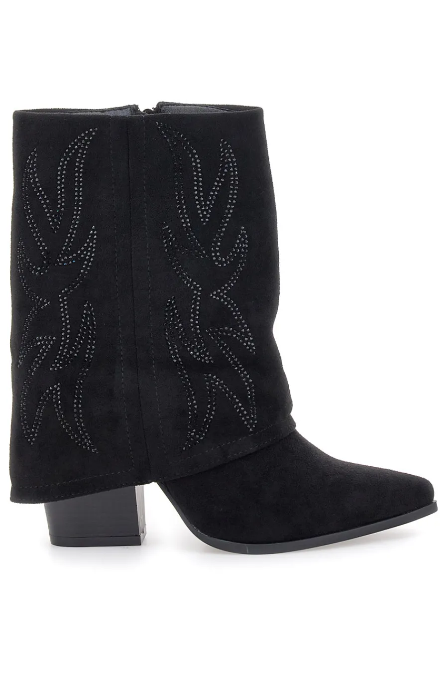 P608 e Stiefeletten mit Westernstickerei und hohem Absatz-THE FIRST