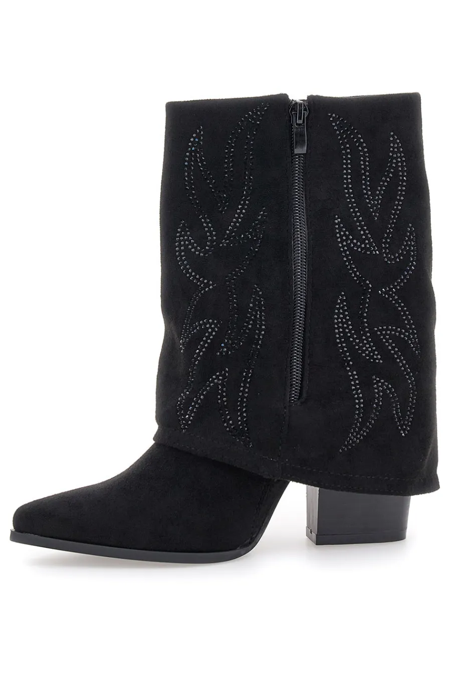 P608 e Stiefeletten mit Westernstickerei und hohem Absatz-THE FIRST