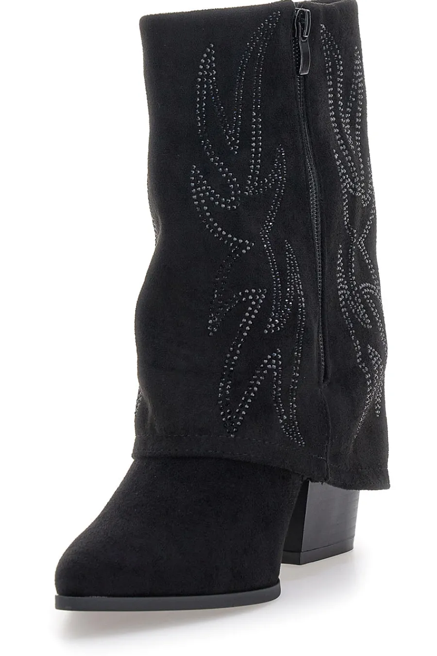 P608 e Stiefeletten mit Westernstickerei und hohem Absatz-THE FIRST