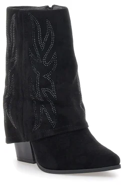 P608 e Stiefeletten mit Westernstickerei und hohem Absatz-THE FIRST