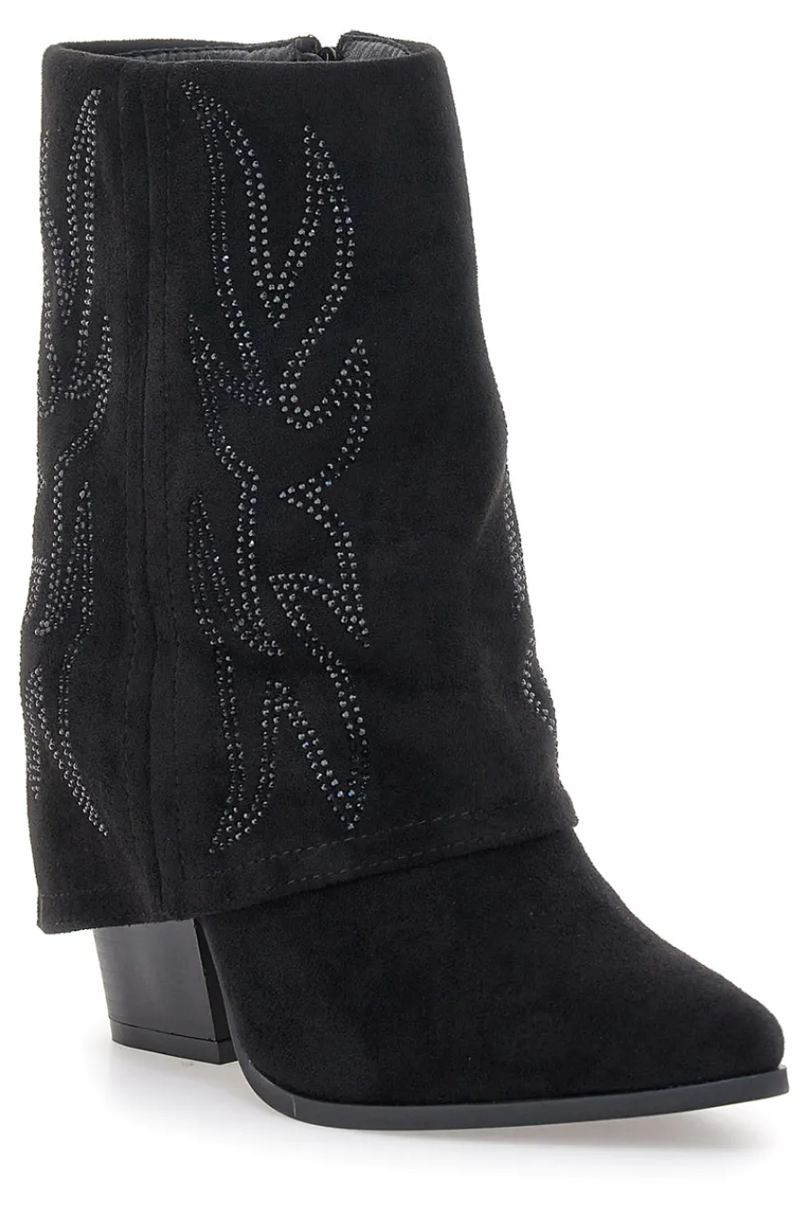 P608 e Stiefeletten mit Westernstickerei und hohem Absatz-THE FIRST