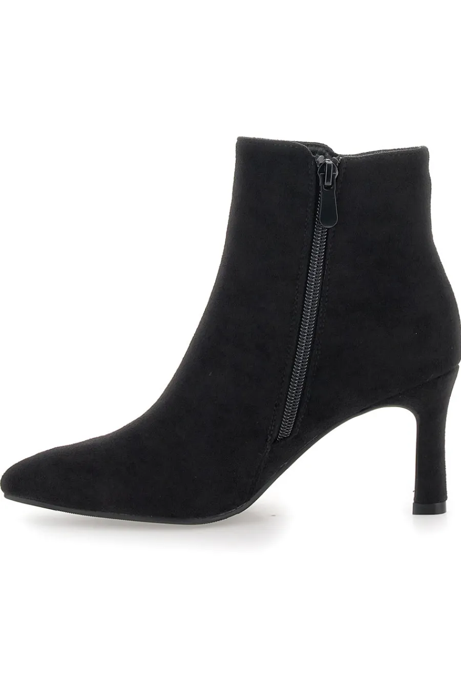 P625 – Stiefeletten aus schwarzem Wildleder mit Stilettoabsatz-THE FIRST Discount