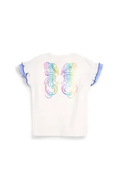 T-shirt bianca in cotone con maniche arricciate Pitt kids Pt-g-t-9016