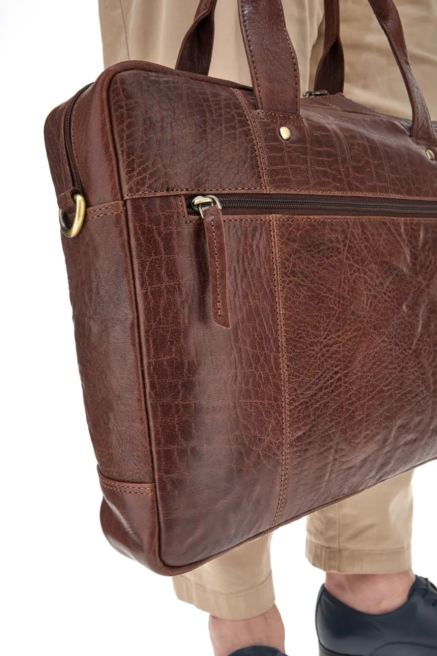 Ventiquattrore in Pelle NBG 333-1 Marrone