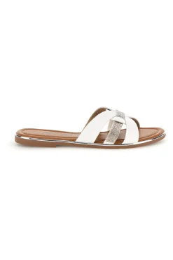 Weiße Hausschuhe mit gekreuzten Riemen 14217-FUN BEACH Sale