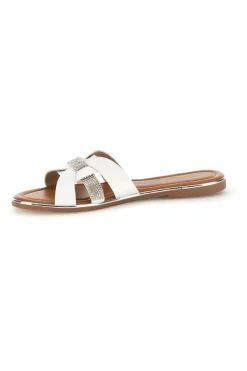 Weiße Hausschuhe mit gekreuzten Riemen 14217-FUN BEACH Sale