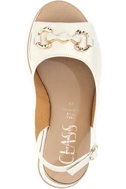 Weiße Ledersandalen mit Keilabsatz und Kette Made in Italy 21243-PITTARELLO CLASS