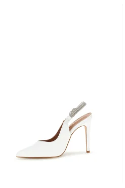 Weiße Pumps mit hohem Absatz und Glitzerriemen P650-FIRST LADY Best
