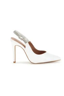 Weiße Pumps mit hohem Absatz und Glitzerriemen P650-FIRST LADY Best