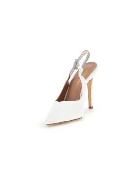 Weiße Pumps mit hohem Absatz und Glitzerriemen P650-FIRST LADY Best