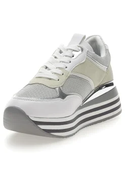 Weiße Schnürschuhe mit Plateau und Obermaterial mit Glitzer CAFE‘ COST H1506049-CAFÈ COST Outlet