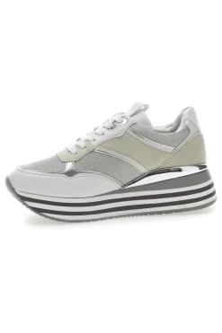 Weiße Schnürschuhe mit Plateau und Obermaterial mit Glitzer CAFE‘ COST H1506049-CAFÈ COST Outlet
