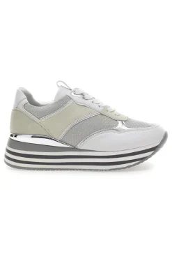 Weiße Schnürschuhe mit Plateau und Obermaterial mit Glitzer CAFE‘ COST H1506049-CAFÈ COST Outlet