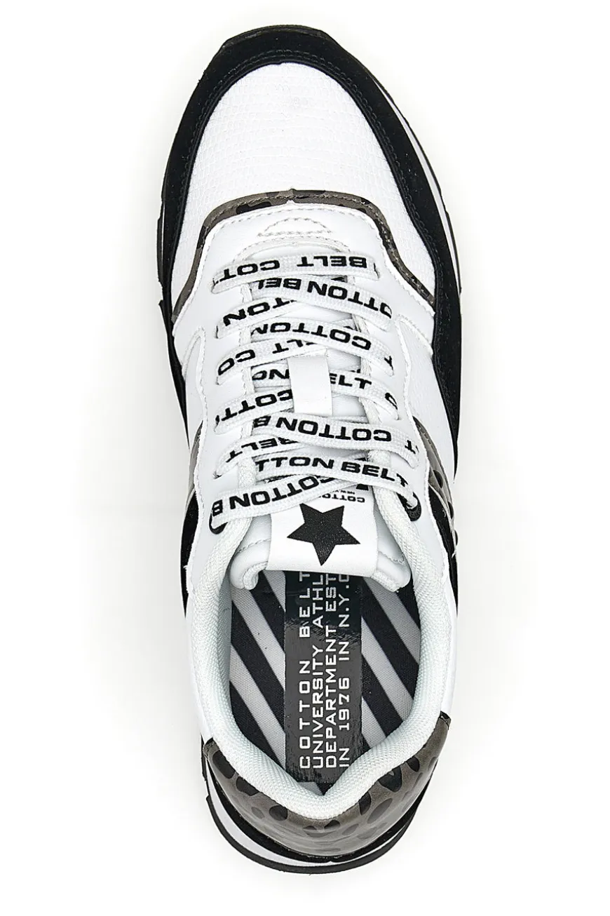 Weiße/schwarze Lunar-Sneaker mit Baumwollgürtel