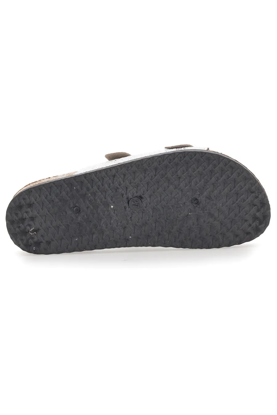 Weiße Slipper mit gemustertem Obermaterial und Doppelschnalle 1043108-PRIMA RIGA Best