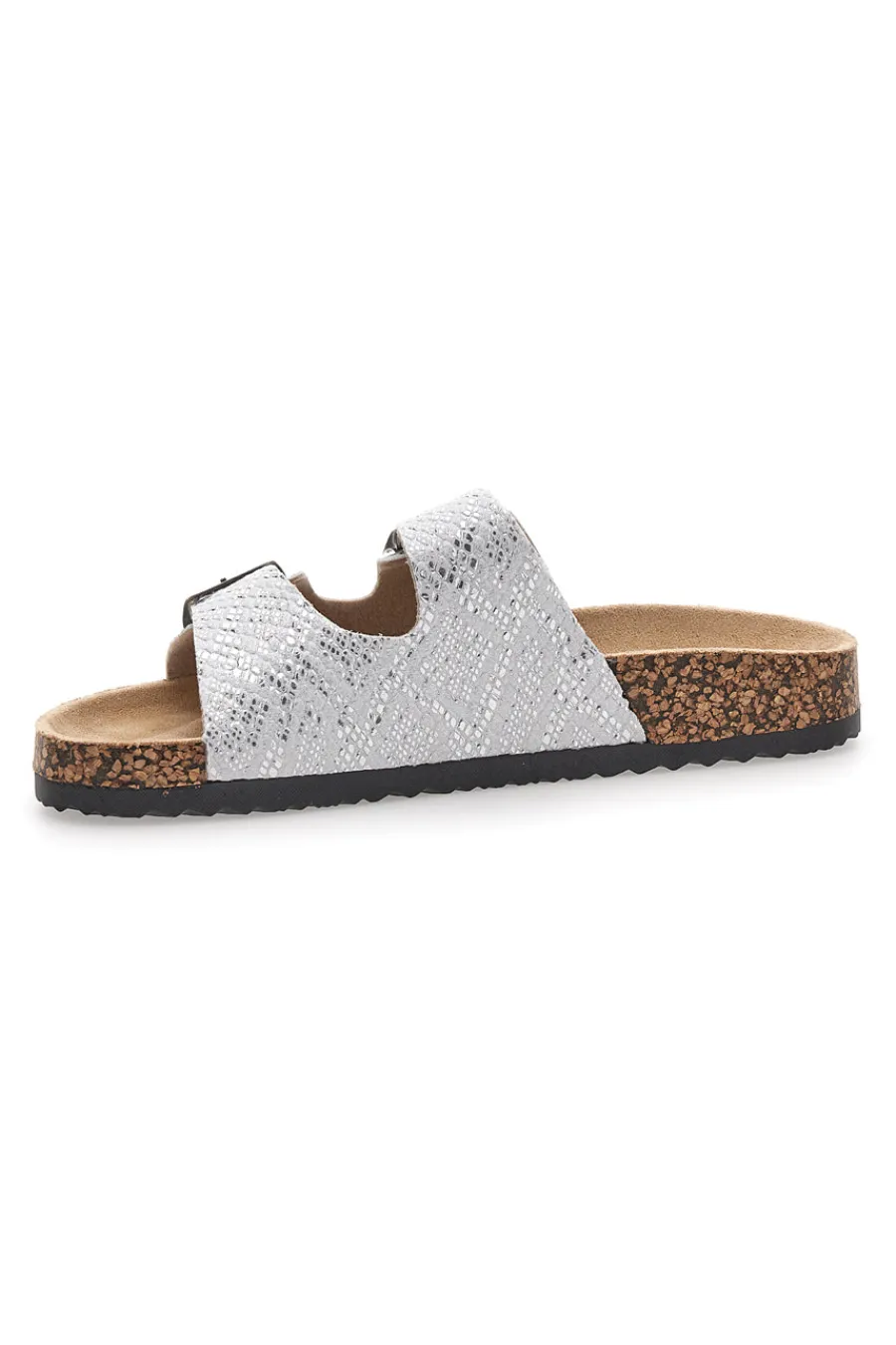 Weiße Slipper mit gemustertem Obermaterial und Doppelschnalle 1043108-PRIMA RIGA Best