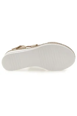 Weiße und beige Sandale mit mittlerem Keilabsatz MK3313109-PITTARELLO LOOK Outlet
