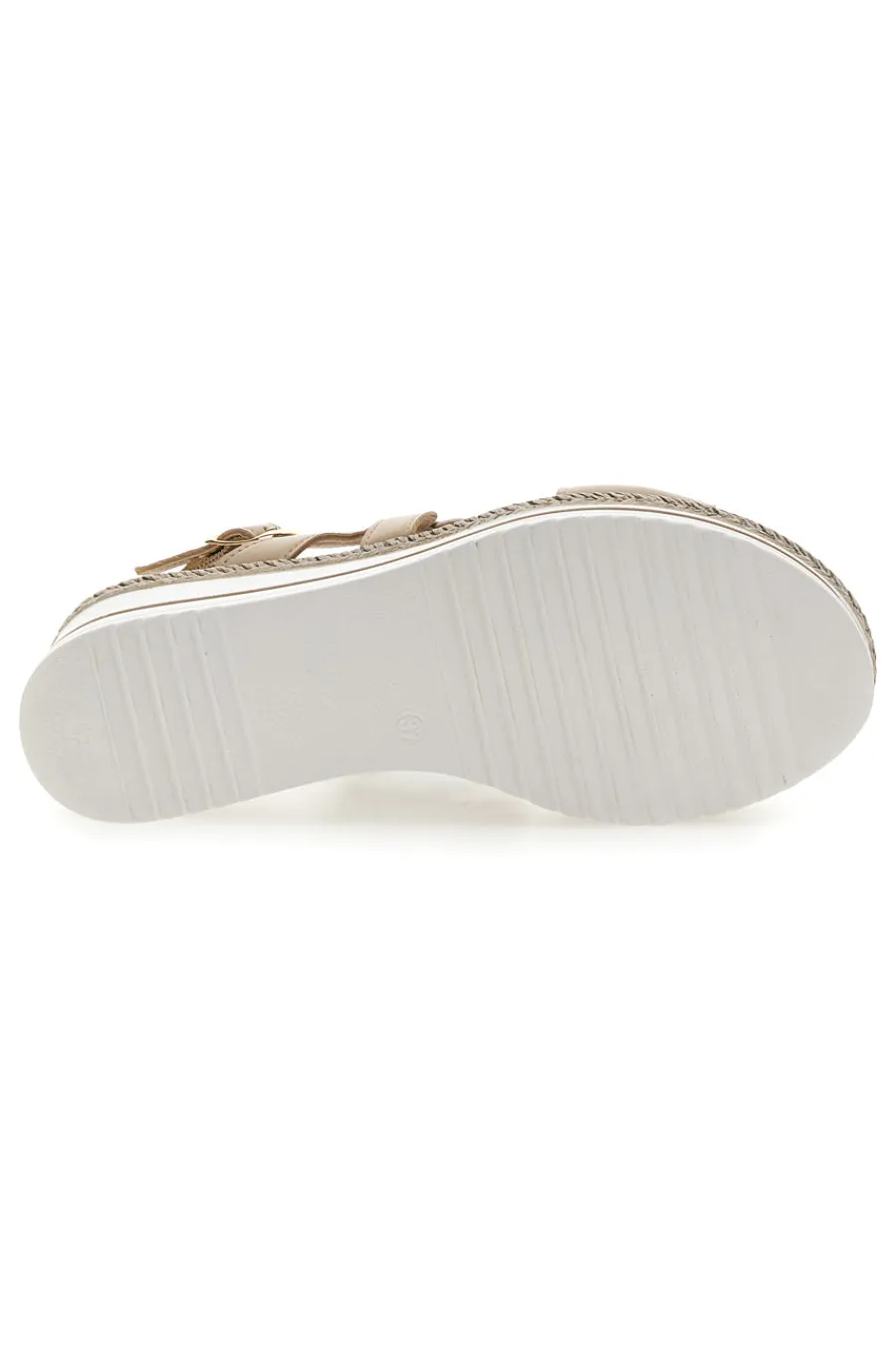 Weiße und beige Sandale mit mittlerem Keilabsatz MK3313109-PITTARELLO LOOK Outlet