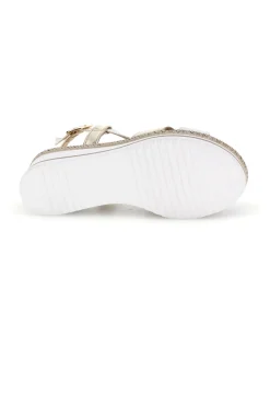 Weiß-goldene Keilsandaletten im Pittarello-Look MK3234109-PITTARELLO LOOK Discount