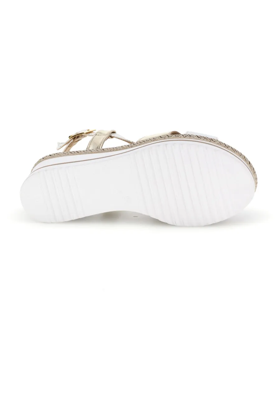Weiß-goldene Keilsandaletten im Pittarello-Look MK3234109-PITTARELLO LOOK Discount
