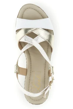 Weiß-goldene Keilsandaletten im Pittarello-Look MK3234109-PITTARELLO LOOK Discount