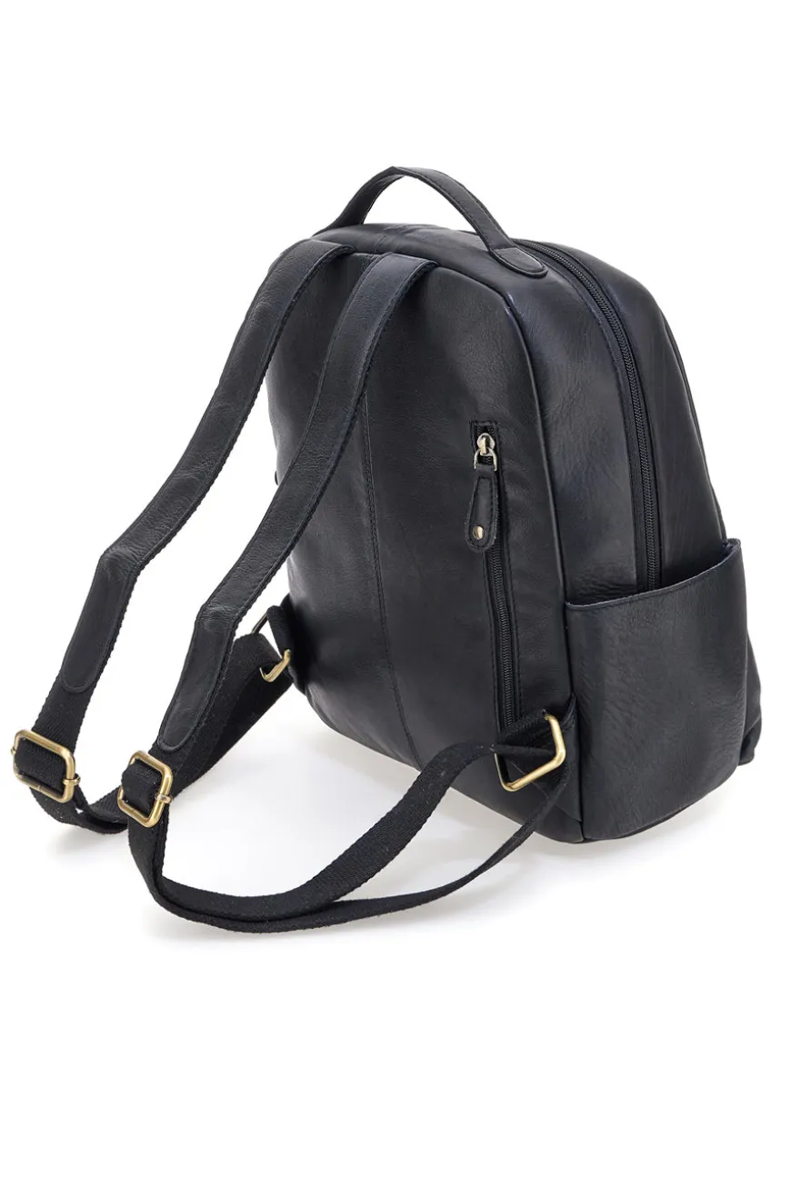 Zaino nero in vera pelle con tasche laterali Basile BA3545DX