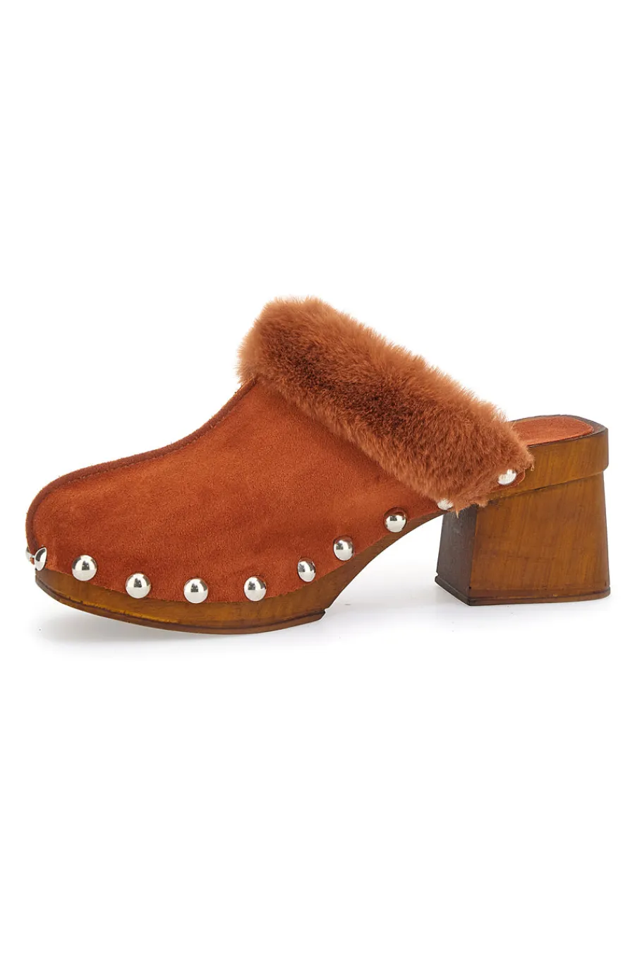 Zoccoli Clogs in EcoFur 15301 Cognac-PITTARELLO MUST HAVE