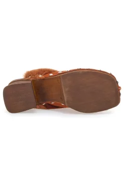 Zoccoli Clogs in EcoFur 15301 Cognac-PITTARELLO MUST HAVE