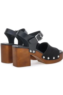 Zoccoli con Cinturino Vera Pelle Neri 5757-PITTARELLO LOVE Discount