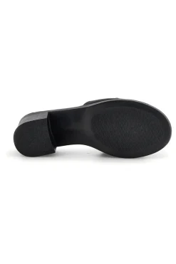 Zoccoli neri con fascia e morsetto dorato con tacco Made in Italy 046102-PLOCADI Sale
