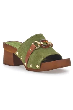 Zoccoli Salvia con Tacco Medio e Catena Decorativa 25555/A-PITTARELLO LOVE Clearance